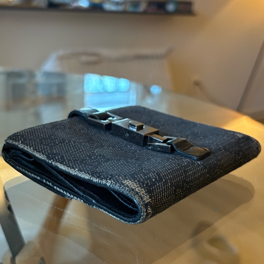 Gucci Jackie Demin Monogram Canvas Bifold Wallet with Vintage Piston Closure - Picture 12 of 13